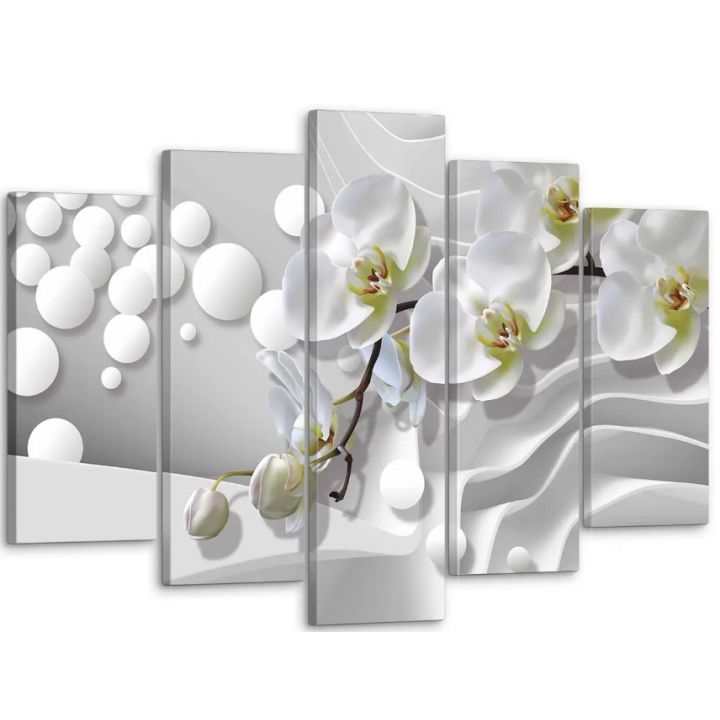 80х125 см, Белая орхидея Модульная картина из нескольких частей на холсте