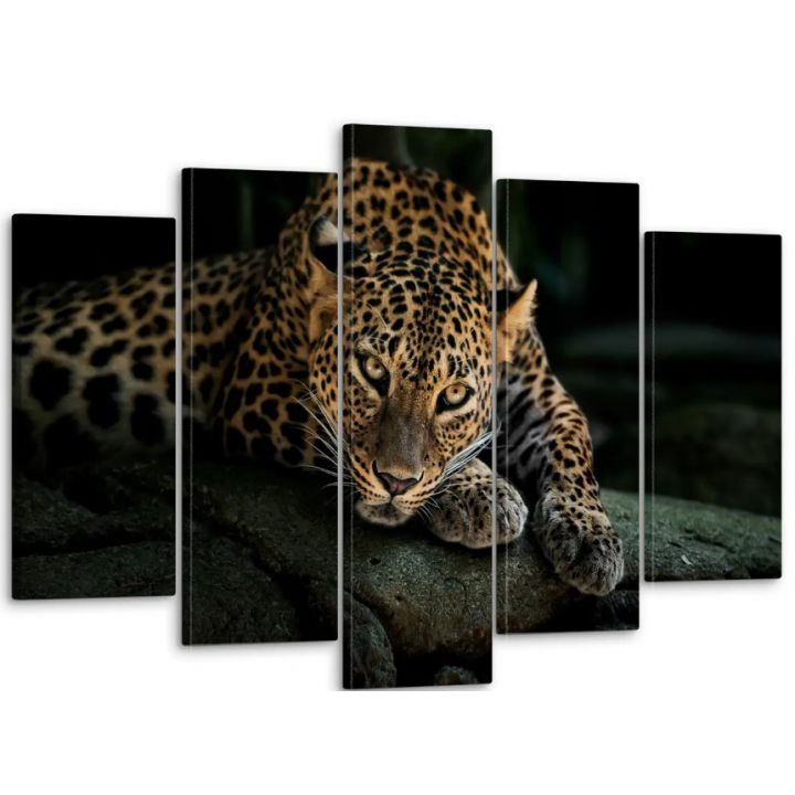 80х125 см, Леопард Модульная картина из нескольких частей на холсте