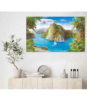 60x100 cм, Тропический пейзаж Интерьерная картина на холсте на стену