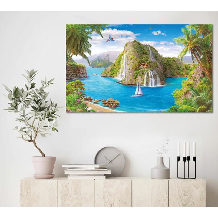60x100 cм, Тропический пейзаж Интерьерная картина на холсте на стену