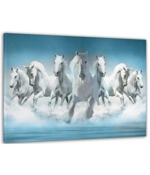 60x100 cм, Белые кони Интерьерная картина на холсте на стену