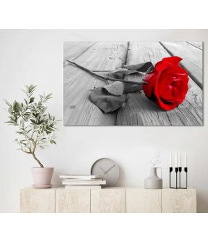 60x100 cм, Красная роза Интерьерная картина на холсте на стену