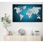 60x100 cм, Карта мира синяя Интерьерная картина на холсте на стену