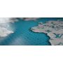 53х100 см, Карта мира лазурь Модульная картина из нескольких частей на холсте