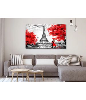 60x100 cм, Любовь Париж Интерьерная картина на холсте на стену