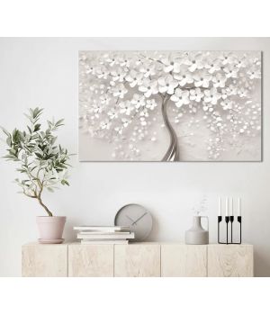 60x100 cм, Дерево цветочное Интерьерная картина на холсте на стену