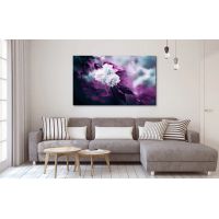 60x100 cм, Бело фиолет цветы Интерьерная картина на холсте на стену