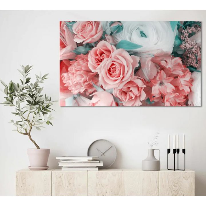 60x100 cм, Нежность розы Интерьерная картина на холсте на стену
