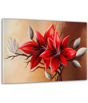 60x100 cм, Красный цветок Интерьерная картина на холсте на стену