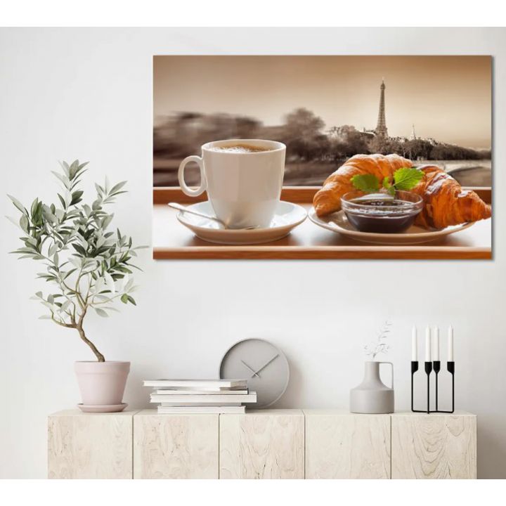 60x100 cм, Завтрак в Париже Интерьерная картина на холсте на стену