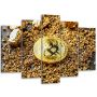 80х125 см, Золотой Биткоин Модульная картина из нескольких частей на холсте