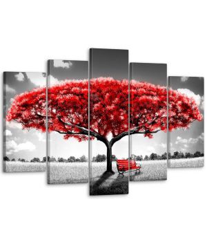 80х125 см, Красное дерево Модульная картина из нескольких частей на холсте
