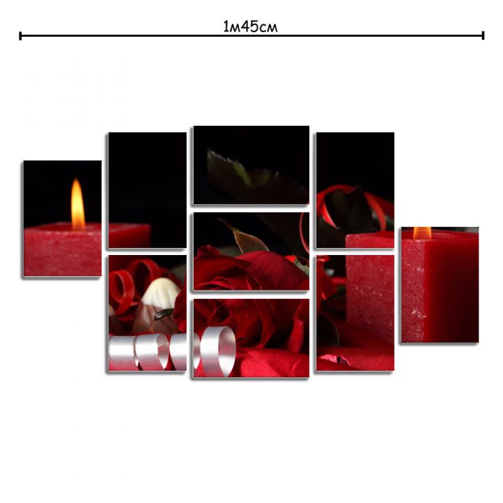 Модульная картина с принтом Красная роза