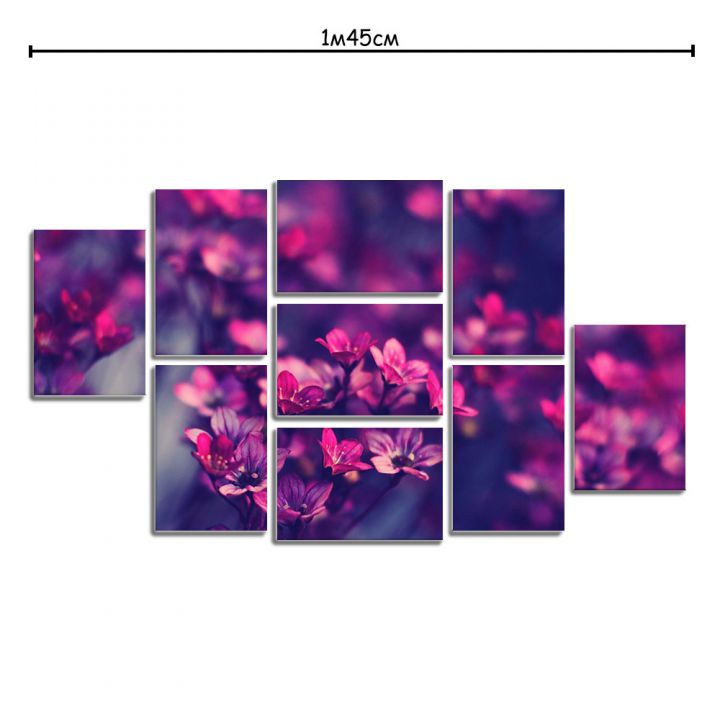 Модульная картина декор с принтом Фиолетовые цветы