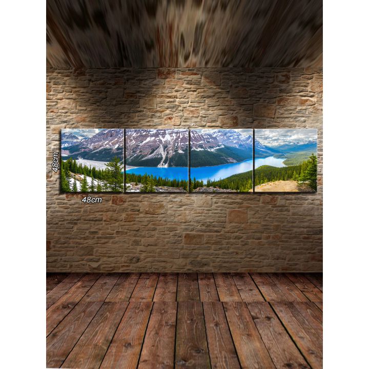 Панорамные модульные картины Река у горы