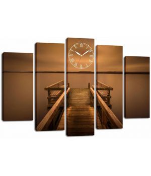 Модульний настінний годинник картина на полотні з 5 частин nb1288, 80х120 см