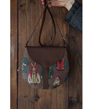 Дизайнерская женская тканевая сумка с принтом Шоколадная