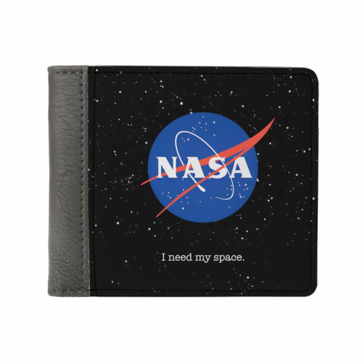 Необычный кошелек бумажник с принтом НАСА, экокожа
