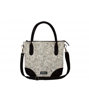 Дизайнерская женская тканевая сумка с принтом Коты с цветами