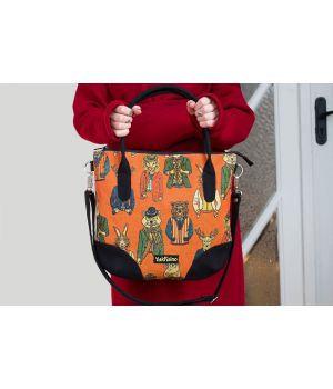 Дизайнерская женская тканевая сумка с принтом Оранжевая мода