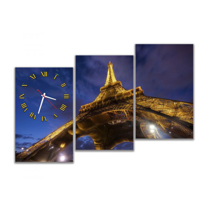 Модульные настенные часы Эйфелева башня Париж
