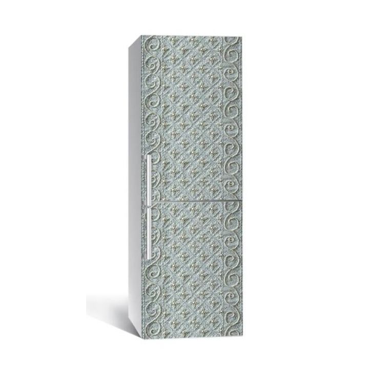 60х180 см, Наклейка на холодильник самоклеющаяся виниловая Серый орнамент