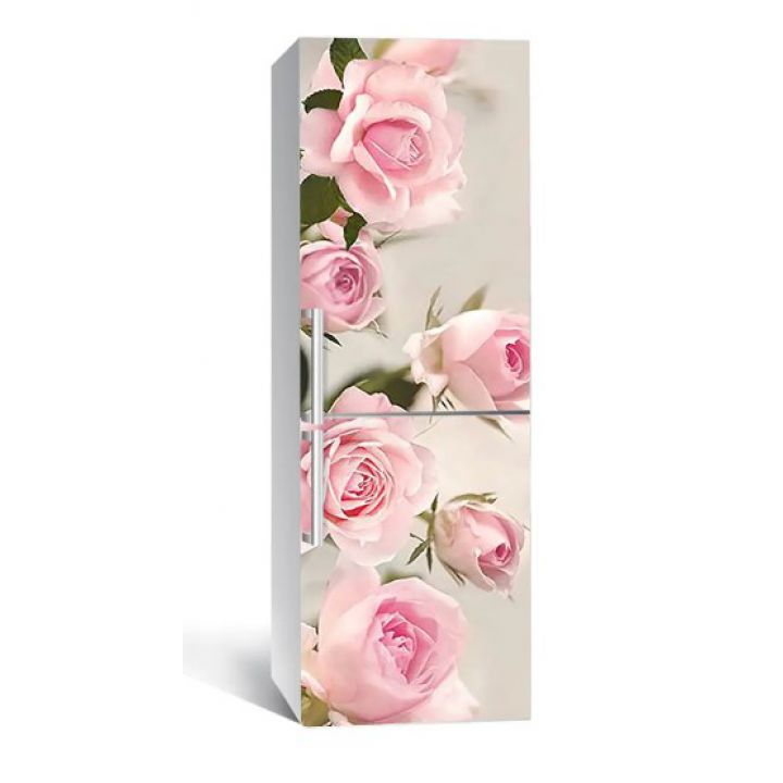 60х180 см, Наклейка на холодильник самоклеющаяся виниловая Бутоны розы