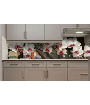60х200 см, Орхидеи, Наклейка на  кухонный фартук, скинали