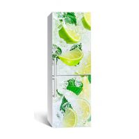 60х180 см, Наклейка на холодильник самоклеющаяся виниловая Лимоны