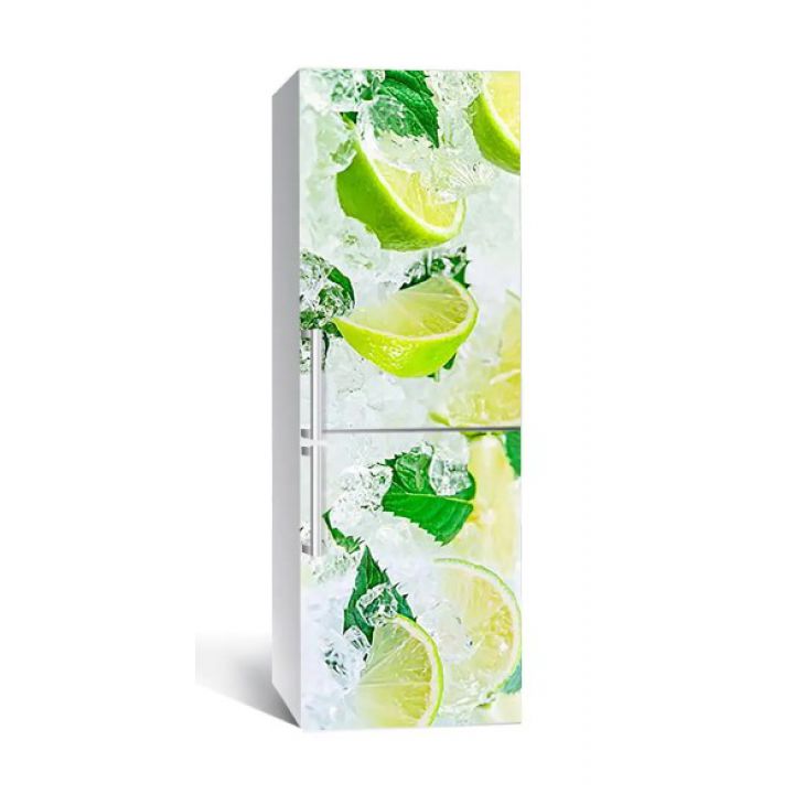 60х180 см, Наклейка на холодильник самоклеющаяся виниловая Лимоны