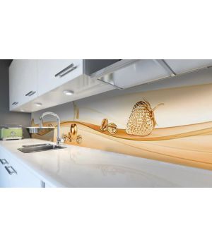 60х200 см, Золотой орнамент, Наклейка на  кухонный фартук, скинали