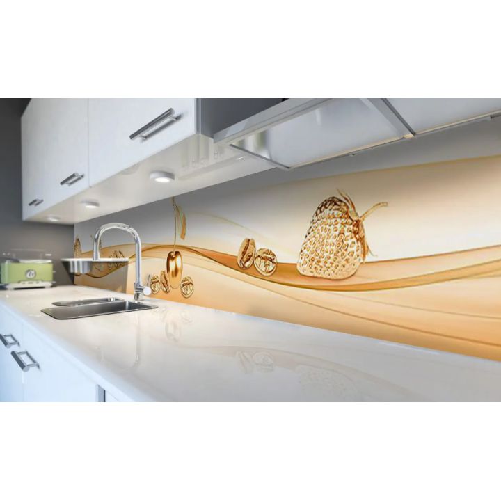 60х200 см, Золотой орнамент, Наклейка на  кухонный фартук, скинали