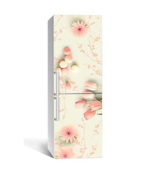 60х180 см, Наклейка на холодильник самоклеющаяся виниловая Нежные цветы