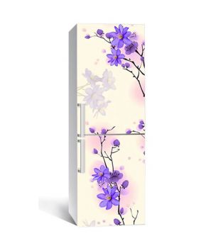 60х180 см, Наклейка на холодильник самоклеющаяся виниловая Фиолетовый цветок