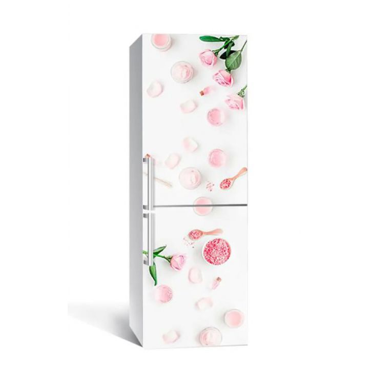 60х180 см, Наклейка на холодильник самоклеющаяся виниловая Розы