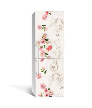 60х180 см, Наклейка на холодильник самоклеющаяся виниловая Нежные розы