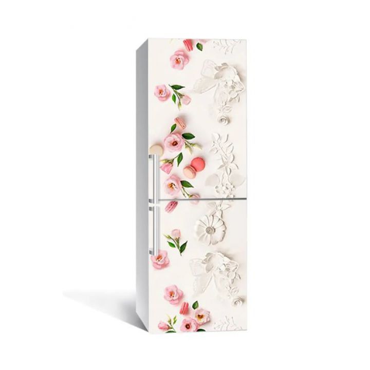 60х180 см, Наклейка на холодильник самоклеющаяся виниловая Нежные розы