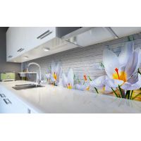 60х200 см, Утонченные цветы, Наклейка на  кухонный фартук, скинали