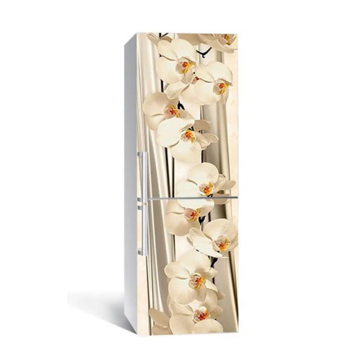 60х180 см, Наклейка на холодильник самоклеющаяся виниловая Орхидеи