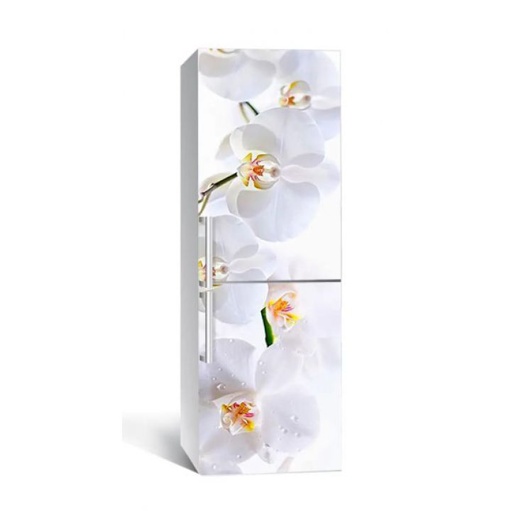 60х180 см, Наклейка на холодильник самоклеющаяся виниловая Нежная орхидея