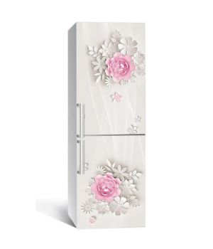 60х180 см, Наклейка на холодильник самоклеющаяся виниловая Бумажные цветы