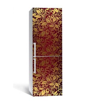 60х180 см, Наклейка на холодильник самоклеющаяся виниловая Золотое бордо