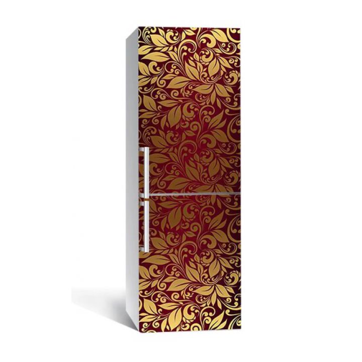 60х180 см, Наклейка на холодильник самоклеющаяся виниловая Золотое бордо