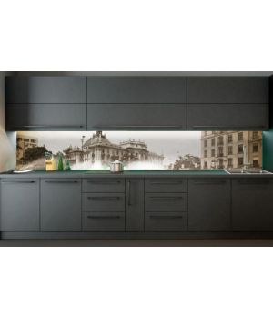 Наклейка вінілова кухонний фартух 60х300 см Ретро фото міста