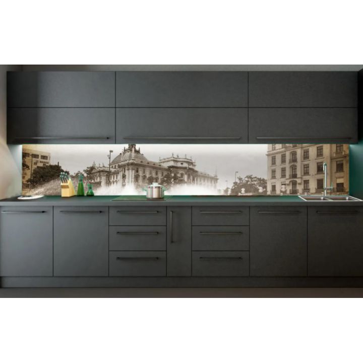 Наклейка вінілова кухонний фартух 60х300 см Ретро фото міста