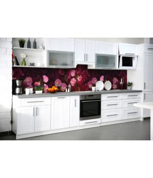 Наклейка кухонный фартук 60х300 см Цветочное настроение розовый