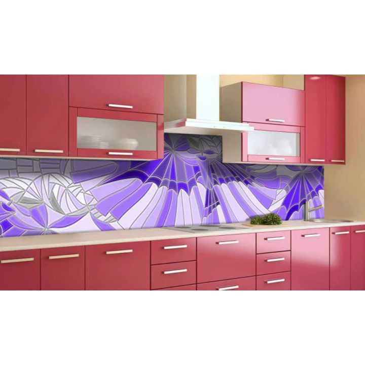 Наклейка вінілова кухонний фартух 65х250 см Фіолетовий вітраж