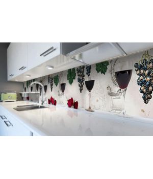 Наклейка виниловая кухонный фартук 65х250 см Красное вино