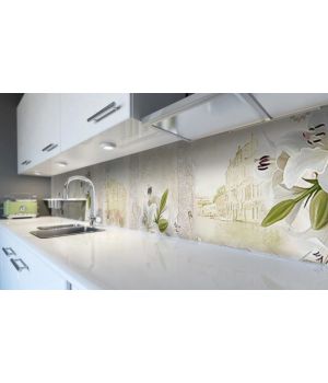 Наклейка виниловая кухонный фартук 60х300 см Белые Лилии