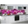 Наклейка кухонный фартук 60х300 см Пышные розовые Орхидеи розовый